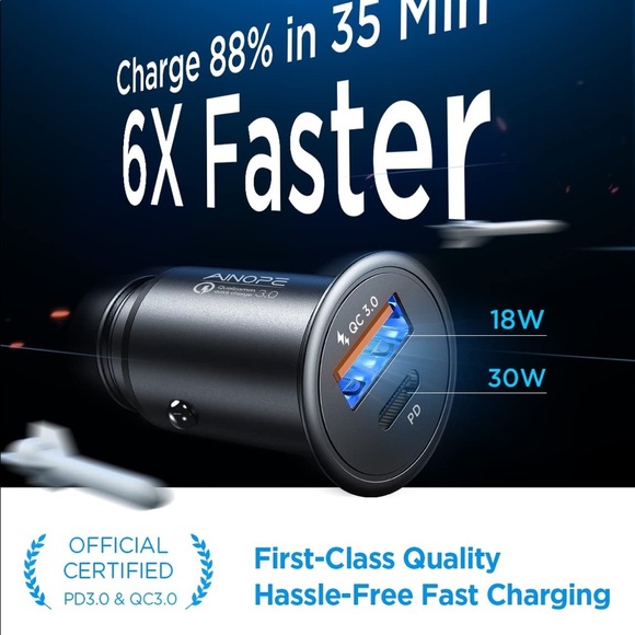 AINOPE All Metal Fast USB Car Charger Adapter - Picture 5 of 9